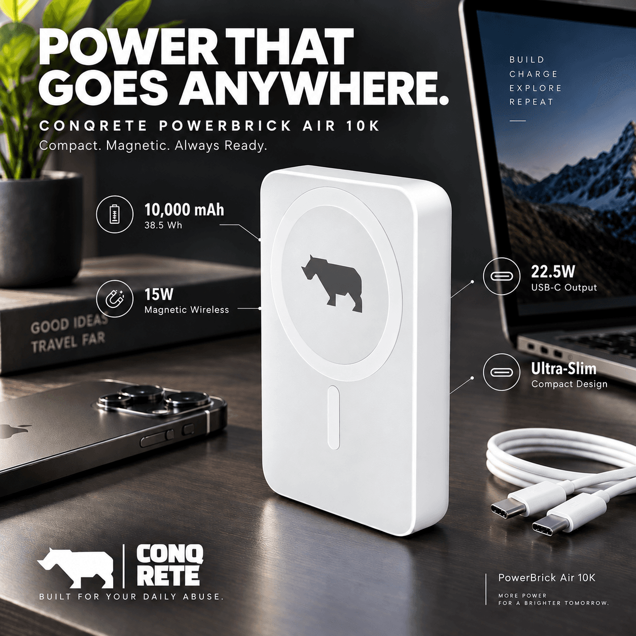 PowerBrick Air 10,000 mAh Magnetic Wireless Power Bank - Image 5